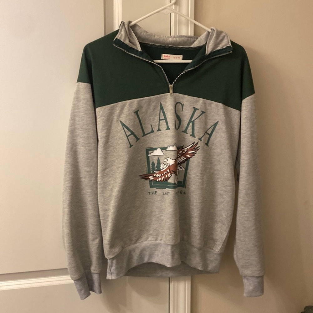 Green Alaska half-zip sweatshirt